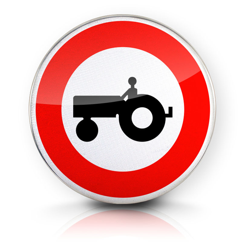 Panneau d'interdiction accès interdit aux véhicules agricoles à moteur B9D l WP Signalisation