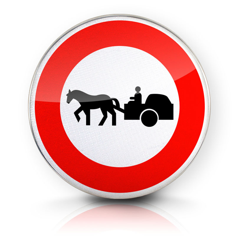 Panneau d'interdiction accès interdit aux véhicules à traction animale B9C
