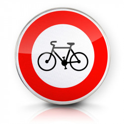 Panneau d'interdiction accès interdit aux cycles B9B