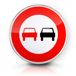 Panneau d'interdiction de dépasser tous les véhicules à moteur B3 | Panneau B3 | WP Signalisation