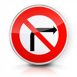Panneau d'interdiction de tourner à droite à la prochaine intersection B2b | Panneau B2B | WPSignalisation