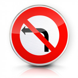 Panneau d'interdiction de tourner à gauche à la prochaine intersection B2a | Panneau B2A | WP Signalisation