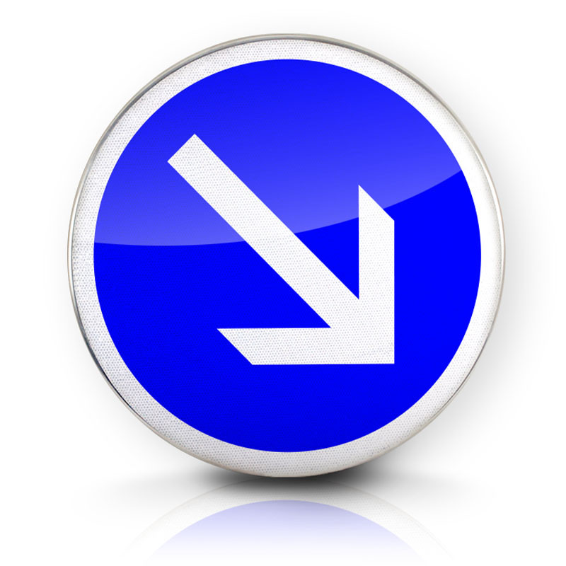 Face avant du panneau B21a2 - Panneau contournement obligatoire droite I WP Signalisation