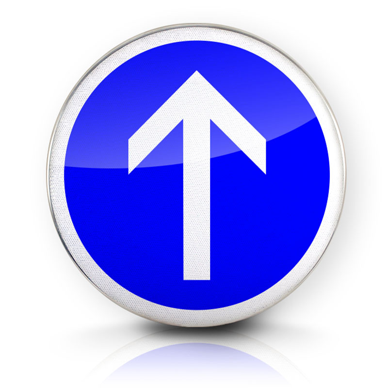Face avant du panneau B21b - Panneau obligation de continuer tout droit  I WP Signalisation