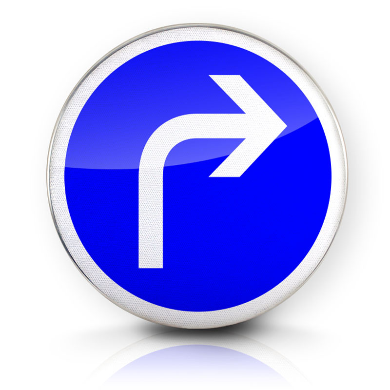 Panneau d'obligation direction à droite B21C1 | Panneau B21C directionnel | WPSignalisation
