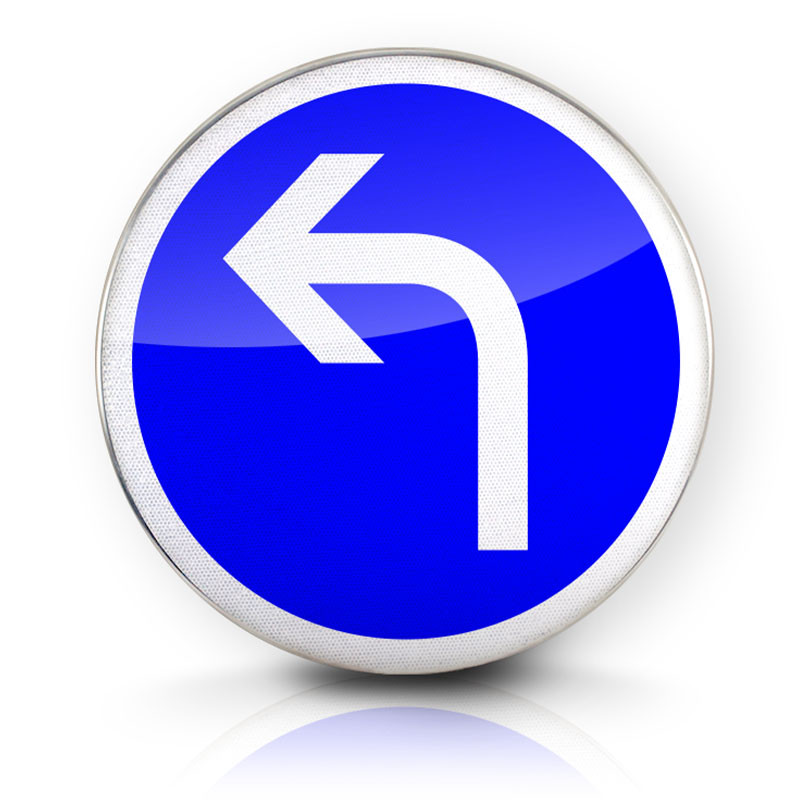 Panneau d'obligation direction à gauche B21C2 | Panneau B21C directionnel | WPSignalisation