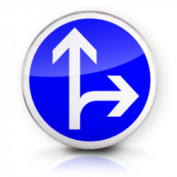 Panneau d'obligation directions tout droit ou à droite B21D1