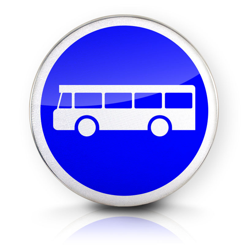 Panneau d'obligation voie réservée véhicules services réguliers transport en commun B27a