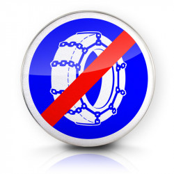 Panneau d'obligation fin d'obligation de l'usage des chaînes à neige B44 l WP Signalisation