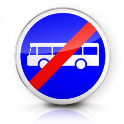 Panneau d'obligation fin de voie réservée aux transports en commun B45