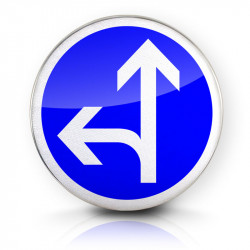 Panneau d'obligationdirections tout droit ou à gauche B21D2