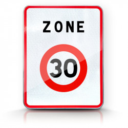 Panneau zone circulation entrée d'unee zone à vitesse limitée à 30 km/h B30