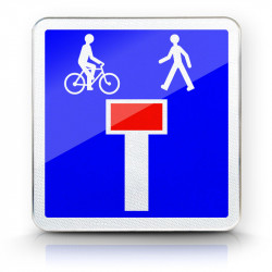 Panneau indication Impasse comportant une issue C13D pour les piétons et les cyclistes