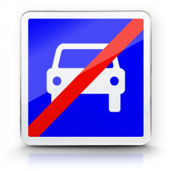 Panneau indication fin de route à accès réglementé à la circulation automobile C108