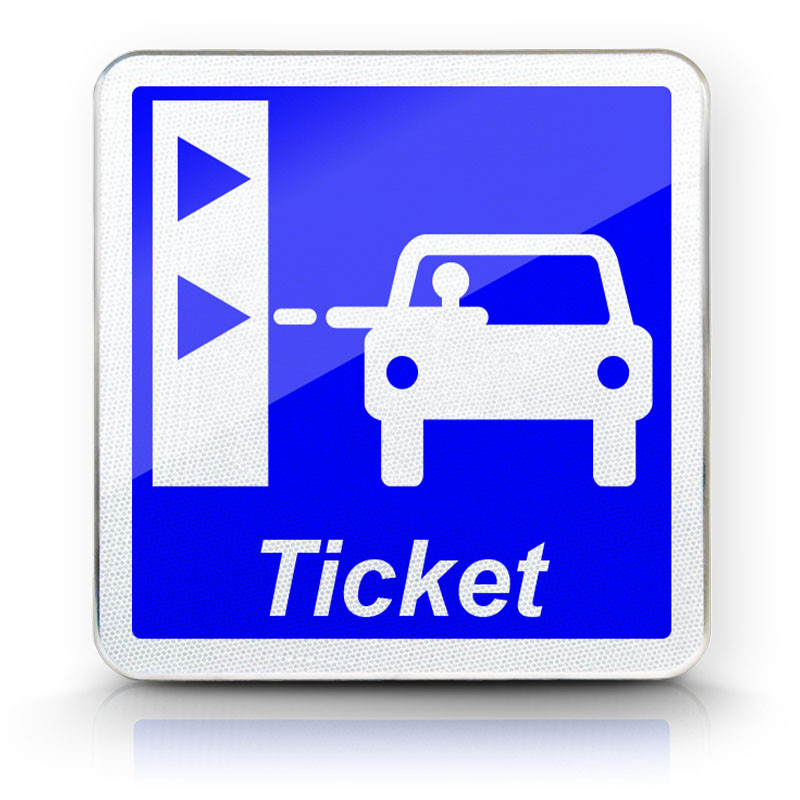 Panneau indication borne de retrait de ticket de péage C62