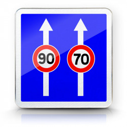 Panneau indication conditions particulières de circulation par voie sur la route suivi C24a-2
