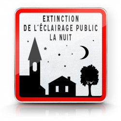 Panneau de danger extinction de l’éclairage public avec nuit etoile
