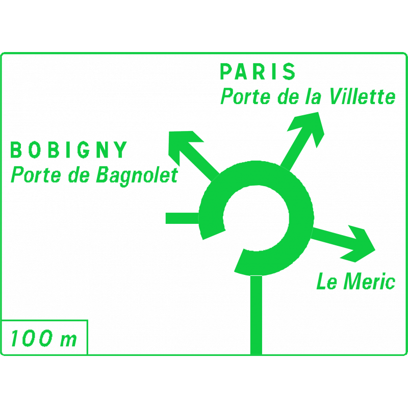 Panneau de présignalisation diagrammatique des carrefours sens giratoire Dv42b1