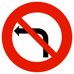 Panneau d'interdiction de tourner à gauche à la prochaine intersection B2a