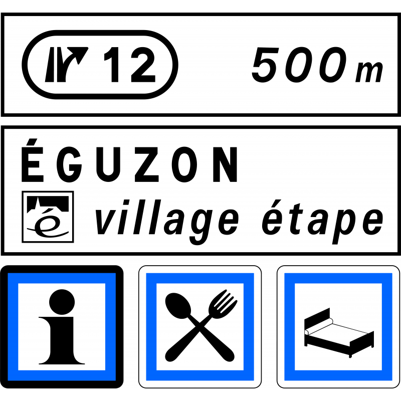 Panneau de présignalisation village étape D44