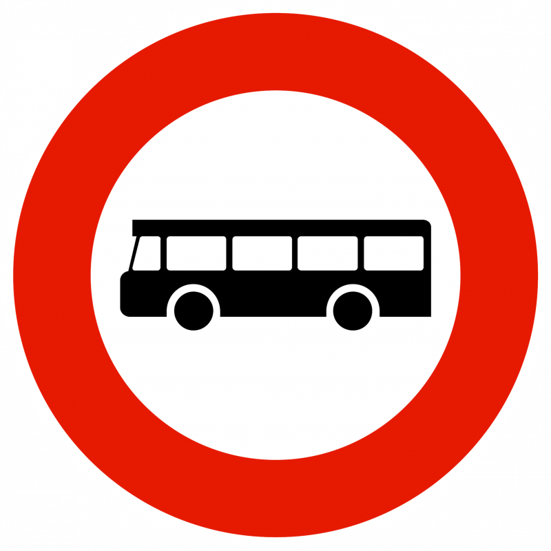 Panneau d'interdiction accès interdit aux véhicules de transport en commun B9F