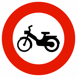 Panneau d'interdiction accès interdit aux cyclomoteurs B9g