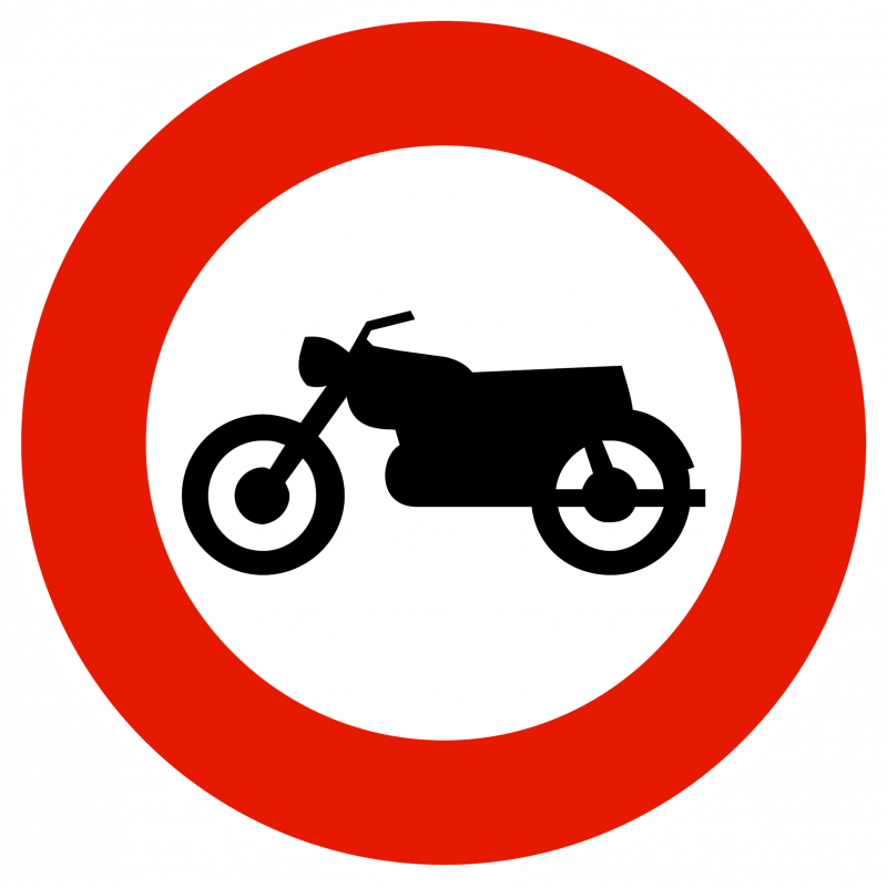Panneau d'interdiction accès interdit aux motocyclettes B9h