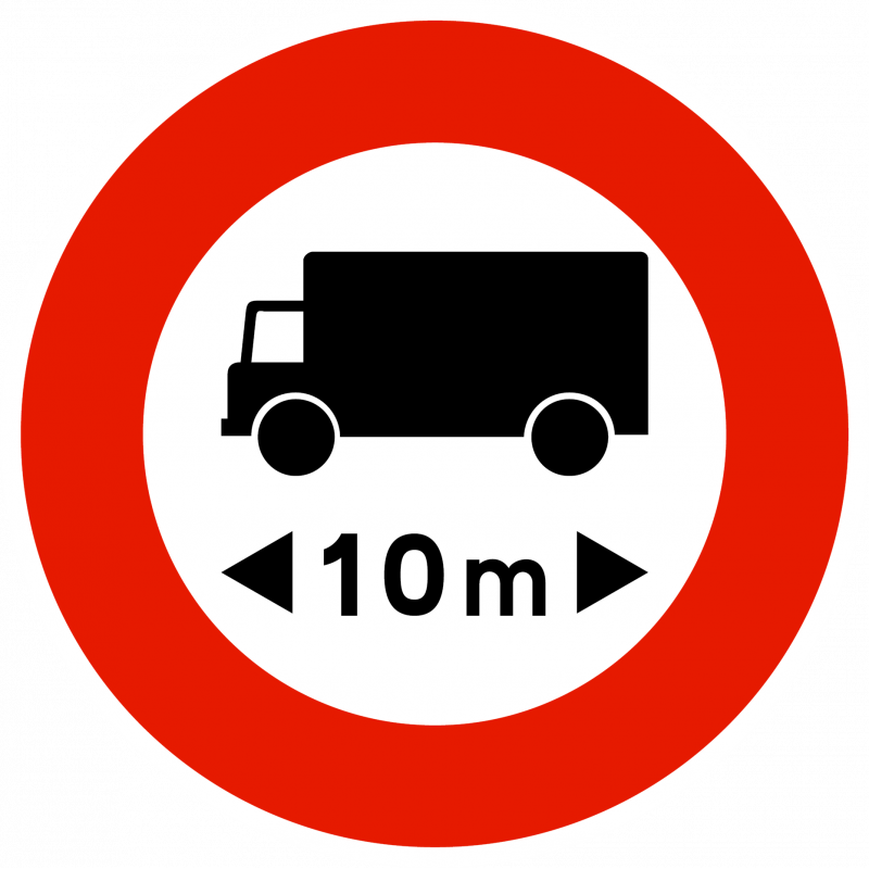 Panneau d'interdiction accès interdit aux véhicules articulés B10a