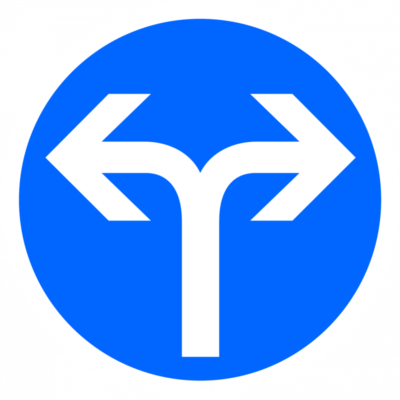 Panneau d'obligation directions à droite ou à gauche B21E