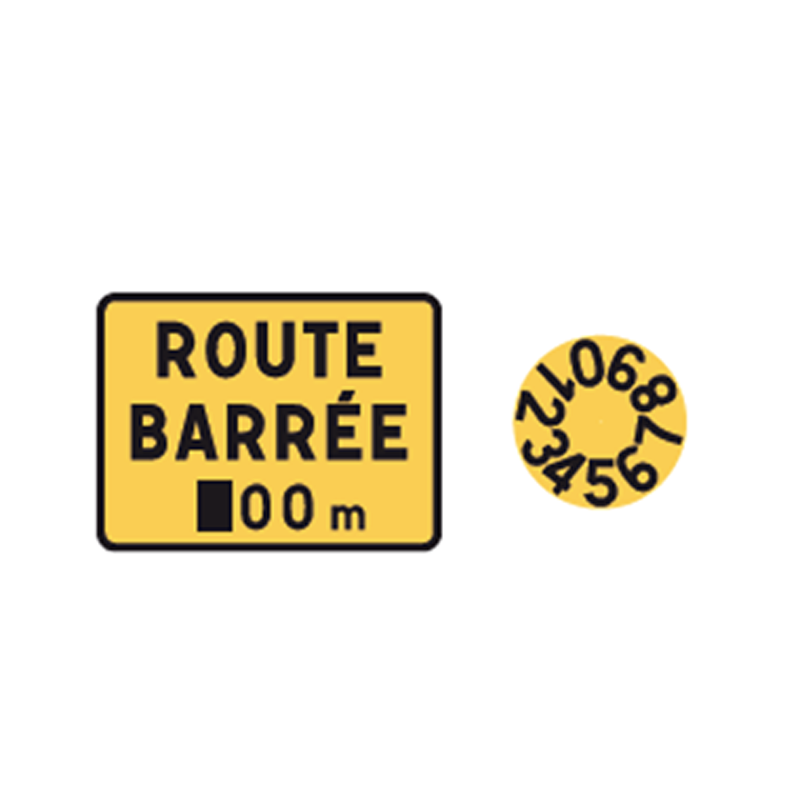 Panneau KC1 "ROUTE BARRÉE" avec disque de distance I WP Signalisation